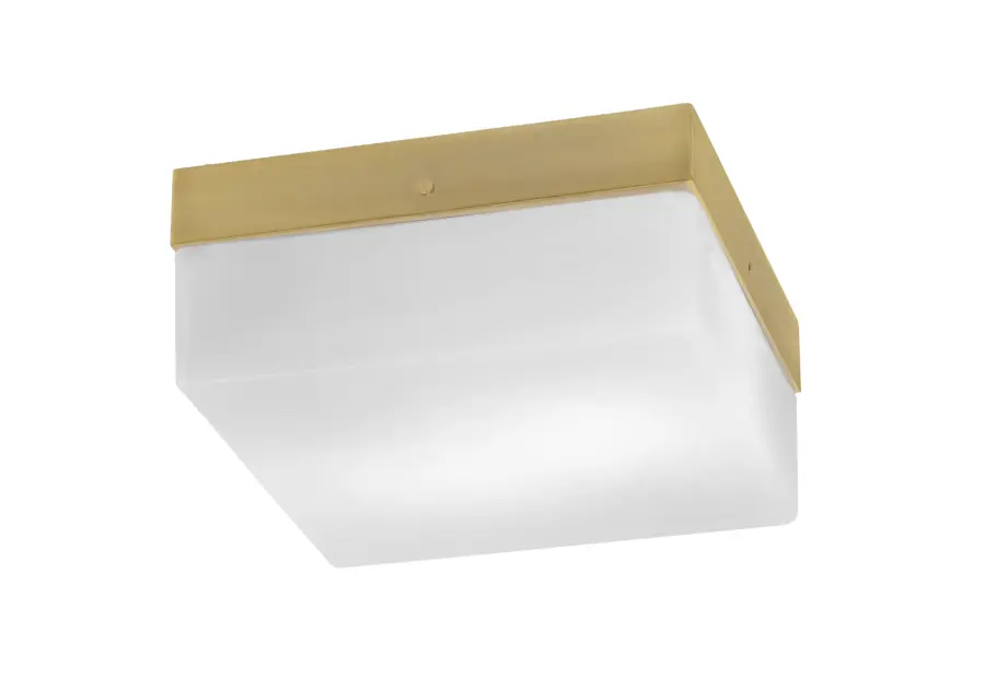 10" White Marble Glass Flush Mount in New Age Brass - Image 1