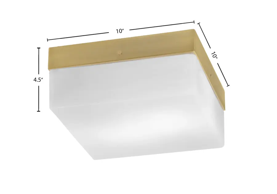 10" White Marble Glass Flush Mount in New Age Brass - Image 2