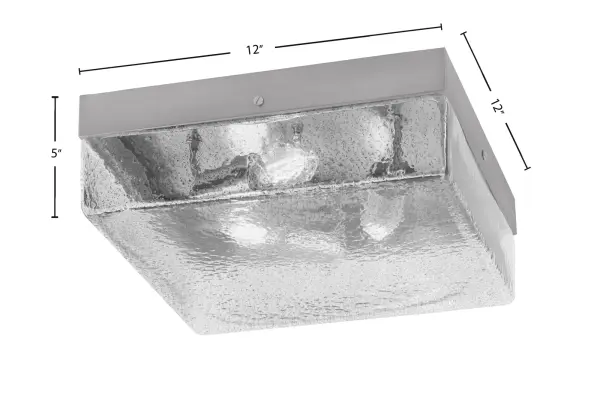 This 12-inch flush mount combines sleek brushed nickel finish with unique smoke bubble glass for a sophisticated look. Perfect for low-ceiling spaces, it provides ample illumination with three bulbs while maintaining a compact 5-inch profile. - alternate view