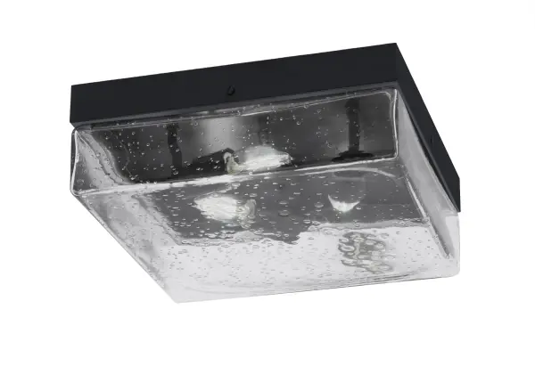 This 12-inch flush mount combines contemporary style with functional lighting. The matte black finish paired with clear bubble glass creates visual interest while providing ample illumination for compact spaces.