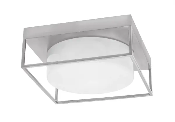 Versatile Flush Mount with Classic Marble Glass and Modern Brushed Nickel - Image 1