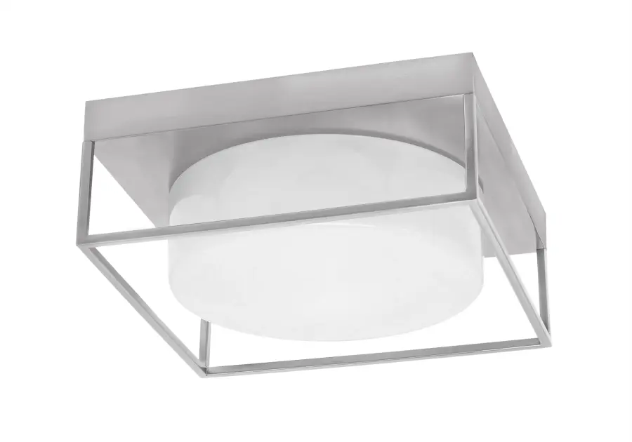 Versatile Flush Mount with Classic Marble Glass and Modern Brushed Nickel - Image 1