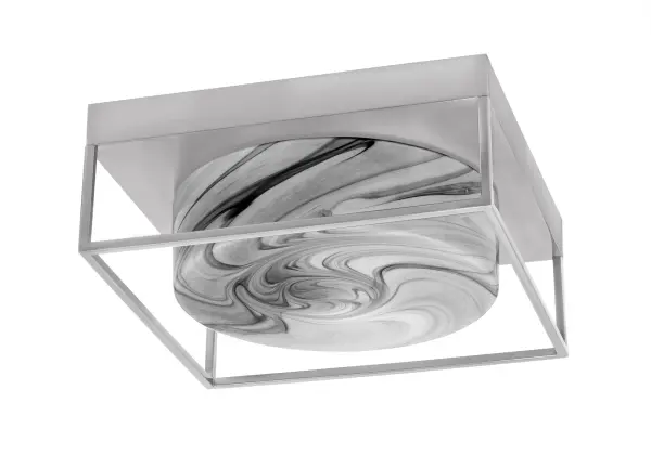 This 12-inch flush mount combines brushed nickel elegance with distinctive onyx swirl glass for a warm, inviting glow. Perfect for low-ceiling spaces, it offers versatile style and reliable ETL-listed quality at an accessible price point.