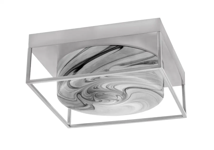 Toltec Lighting Brushed Nickel Flush Mount with Onyx Swirl Glass - Image 1