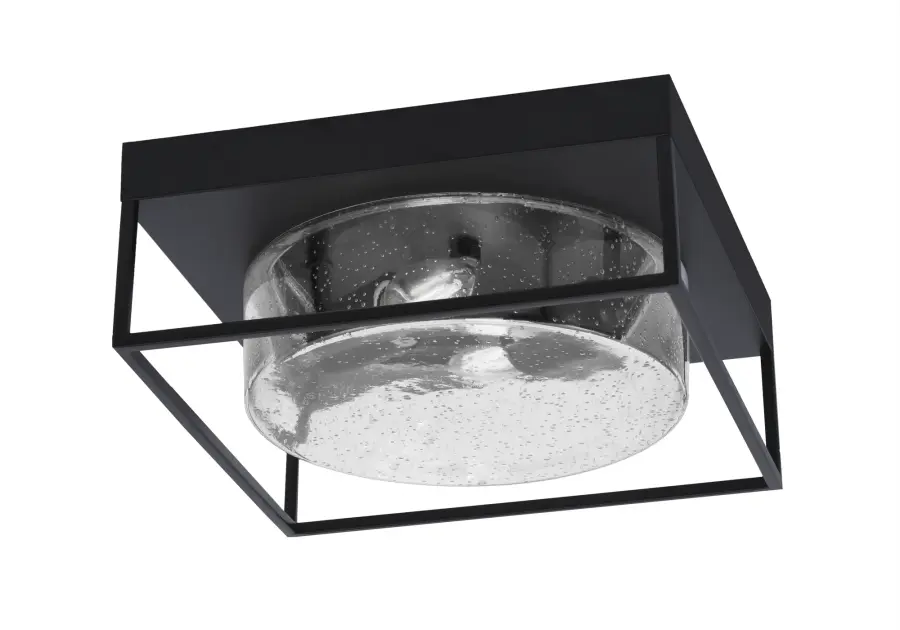 12" Clear Bubble Glass Flush Mount in Matte Black - Image 1