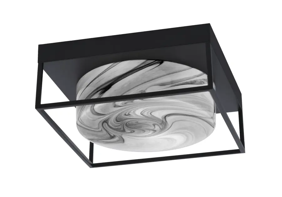 Toltec Lighting 12" Onyx Swirl Glass Flush Mount in Matte Black - Image 1