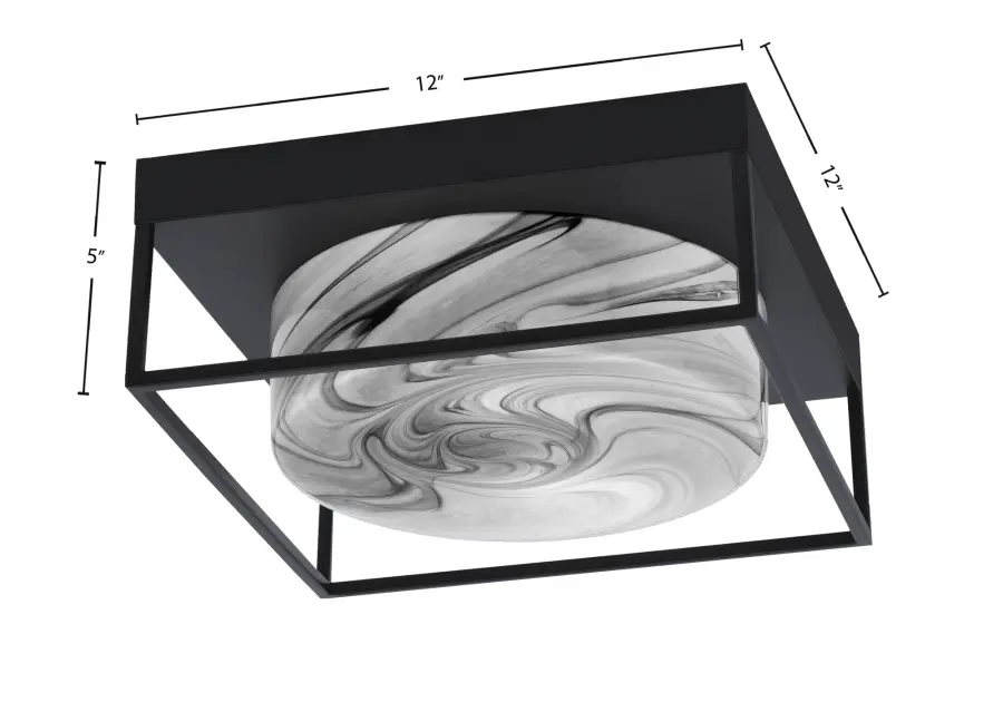 Toltec Lighting 12" Onyx Swirl Glass Flush Mount in Matte Black - Image 2