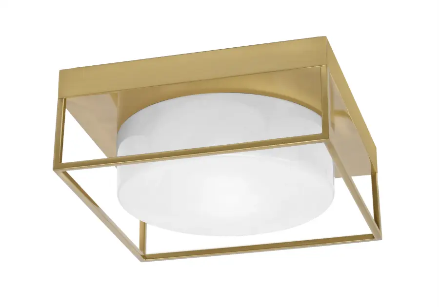 Toltec 12" White Marble Glass Flush Mount in New Age Brass - Image 1