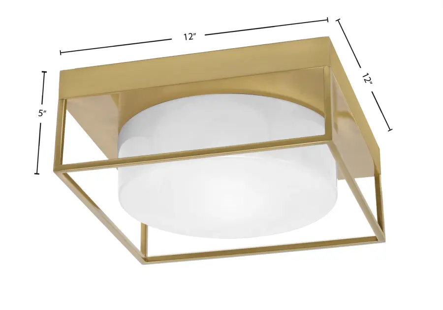 Toltec 12" White Marble Glass Flush Mount in New Age Brass - Image 2