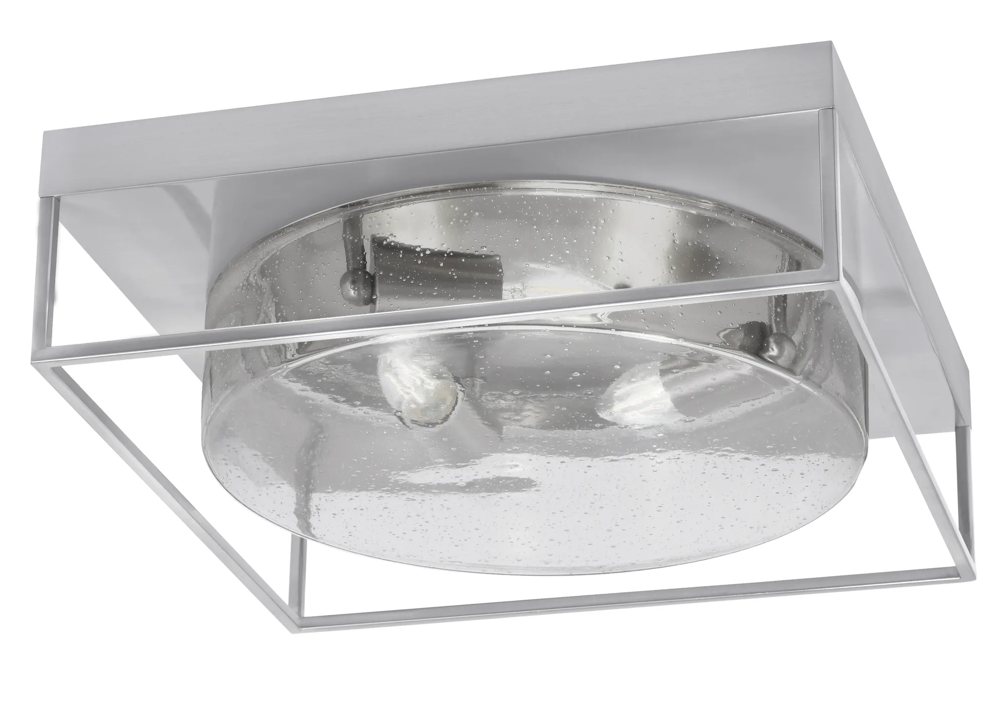 16" Clear Bubble Glass Flush Mount - Brushed Nickel
