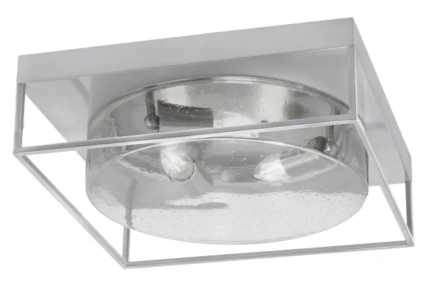 This 16-inch flush mount combines contemporary elegance with functional design. The brushed nickel finish and clear bubble glass create visual interest while providing bright, diffused lighting for medium-sized spaces.