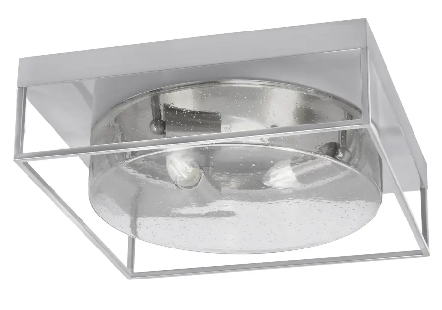 16" Clear Bubble Glass Flush Mount - Brushed Nickel - Image 1