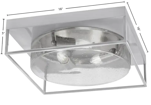 This 16-inch flush mount combines contemporary elegance with functional design. The brushed nickel finish and clear bubble glass create visual interest while providing bright, diffused lighting for medium-sized spaces. - alternate view