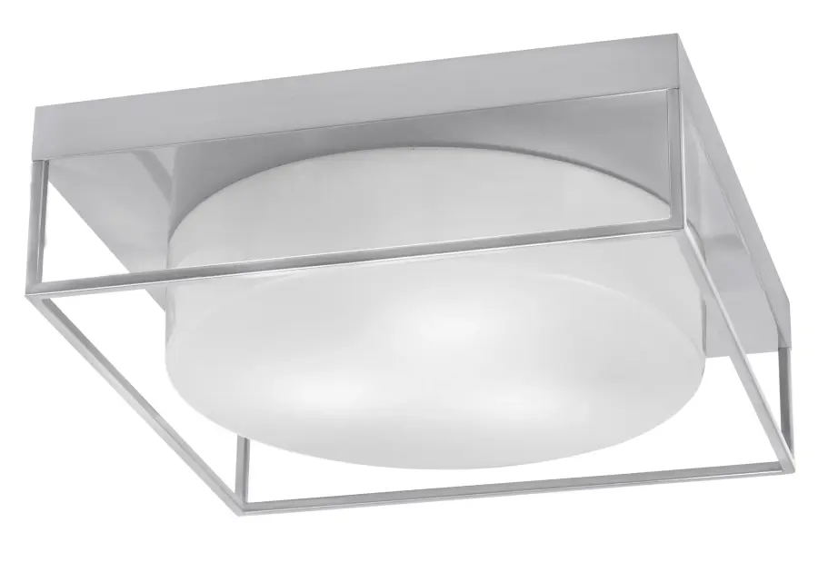 16" Brushed Nickel Flush Mount with White Marble Glass - Image 1