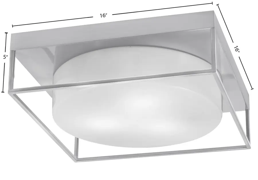 16" Brushed Nickel Flush Mount with White Marble Glass - Image 2