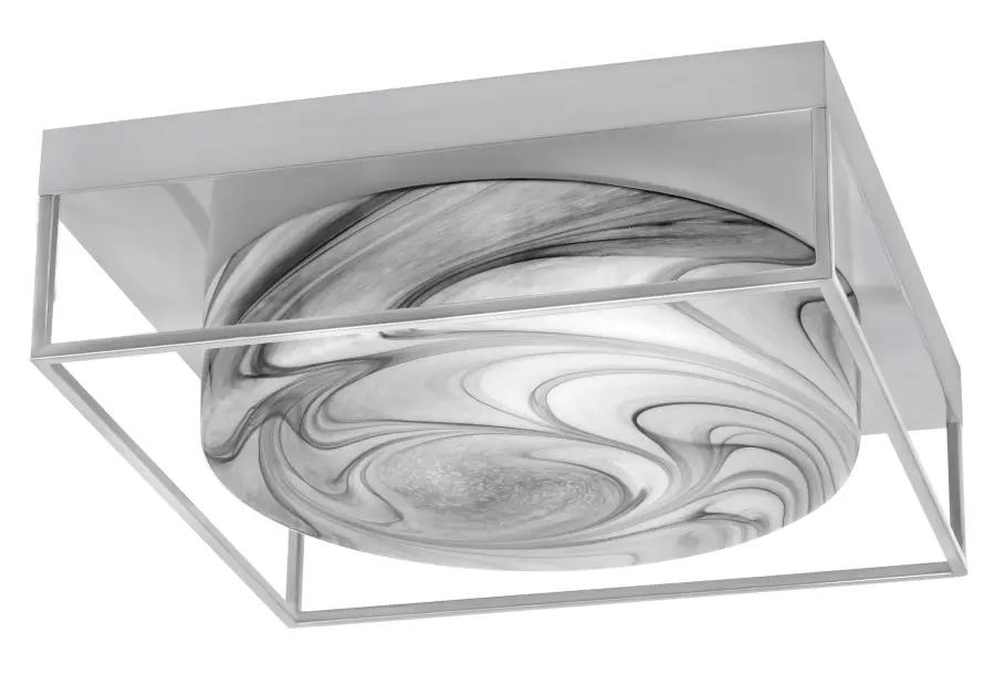 16" Onyx Swirl Glass Flush Mount in Brushed Nickel - Image 1