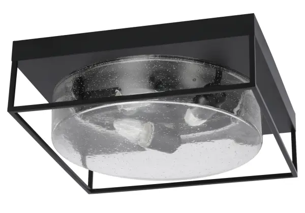 This 16-inch flush mount combines contemporary style with practical functionality. The matte black finish and clear bubble glass shade create visual interest while providing excellent light diffusion for medium-sized rooms.