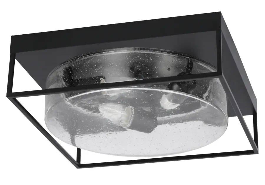 16" Clear Bubble Glass Flush Mount - Matte Black - Image 1