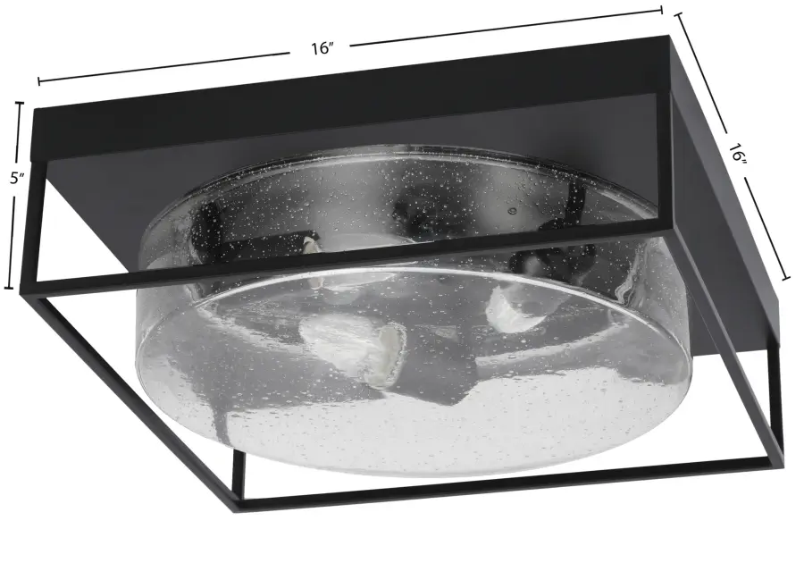 16" Clear Bubble Glass Flush Mount - Matte Black - Image 2