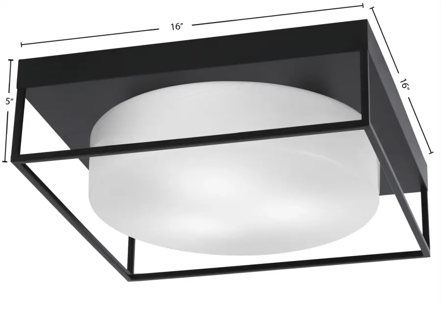 16" White Marble Glass Flush Mount - Matte Black - Image 2