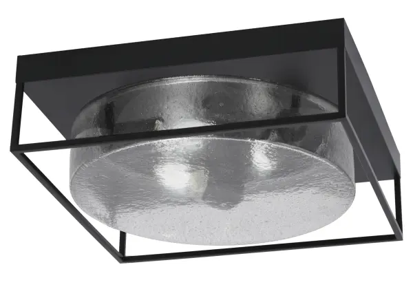 This 16-inch flush mount combines sleek matte black finish with unique smoke bubble glass for a contemporary look. Perfect for low-ceiling spaces, it provides ample illumination with three bulbs while maintaining a compact 5-inch profile.