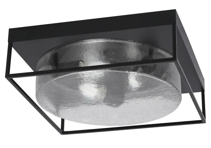 16" Smoke Bubble Glass Flush Mount in Matte Black - Image 1