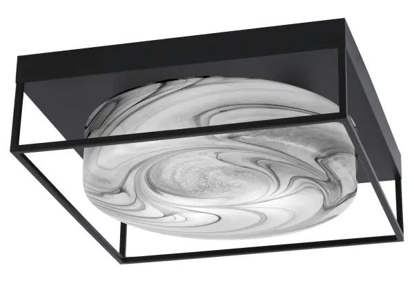 This 16-inch flush mount combines timeless elegance with modern functionality. The onyx swirl glass creates a warm, inviting glow while the matte black finish adds contemporary sophistication to any space.