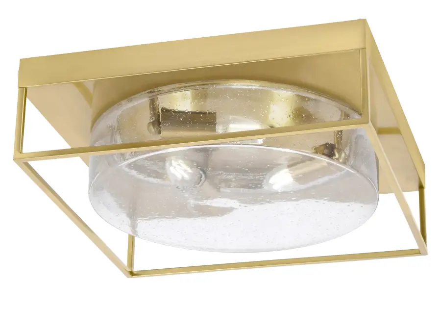 16" Clear Bubble Glass Flush Mount - New Age Brass - Image 1