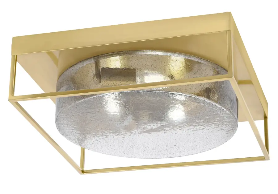 16" Smoke Bubble Glass Flush Mount in New Age Brass - Image 1