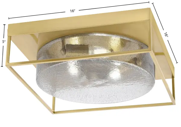 This 16" flush mount combines contemporary brass finish with distinctive smoke bubble glass for a sophisticated lighting solution. Perfect for spaces with lower ceilings, it delivers warm ambient light while adding visual interest through textured glass. - alternate view