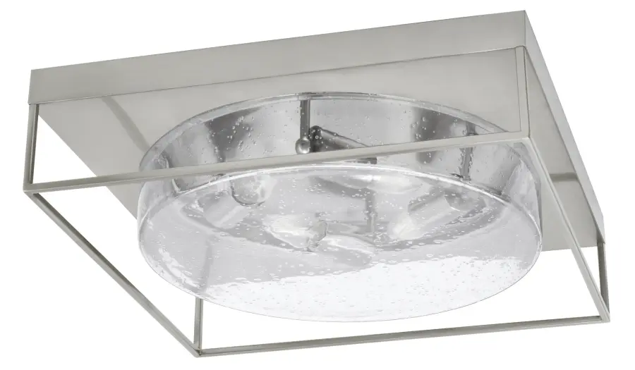 18" Clear Bubble Glass Flush Mount - Brushed Nickel - Image 1