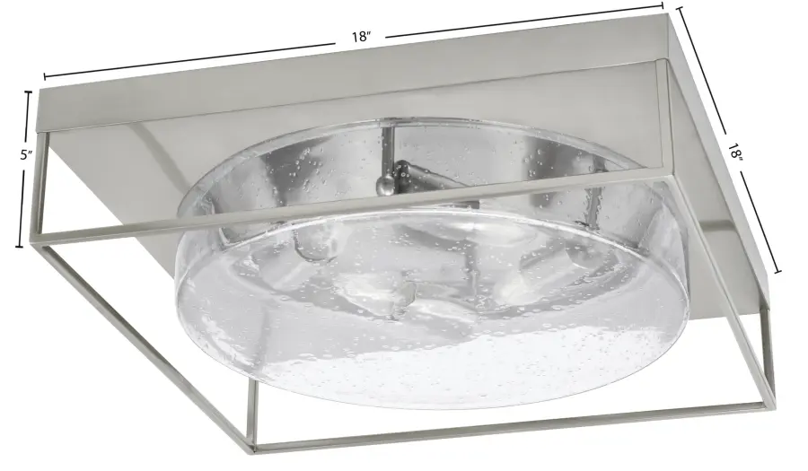 18" Clear Bubble Glass Flush Mount - Brushed Nickel - Image 2