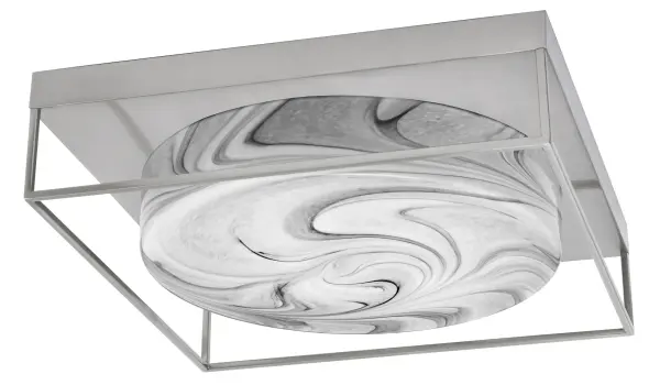 This 18-inch flush mount combines sophisticated brushed nickel finish with stunning onyx swirl glass, creating warm ambient lighting perfect for contemporary and transitional spaces. The 4-bulb design provides excellent illumination while maintaining a low-profile look ideal for standard ceiling heights.