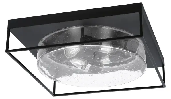 This 18" flush mount combines bold matte black finish with textured bubble glass for contemporary charm. The 4-bulb configuration provides ample illumination while the low-profile design suits rooms with lower ceilings perfectly.