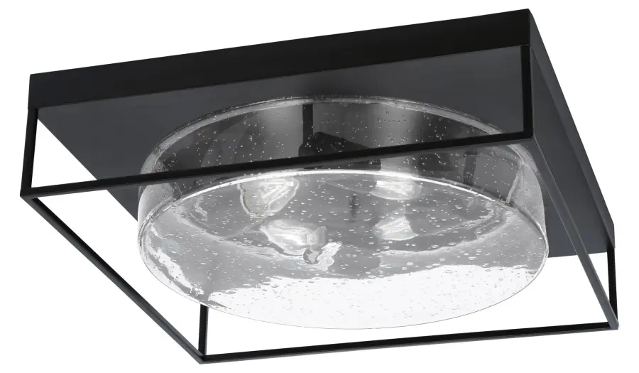 18" Clear Bubble Glass Flush Mount in Matte Black - Image 1
