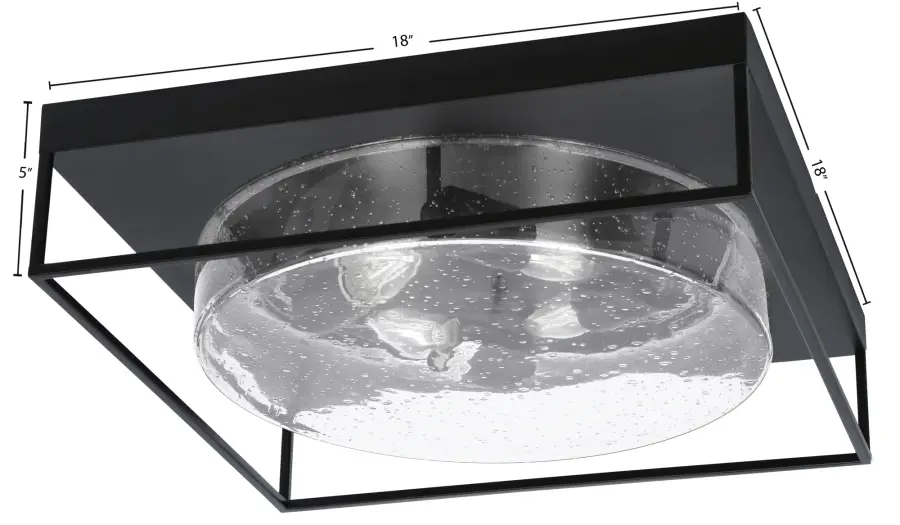 18" Clear Bubble Glass Flush Mount in Matte Black - Image 2