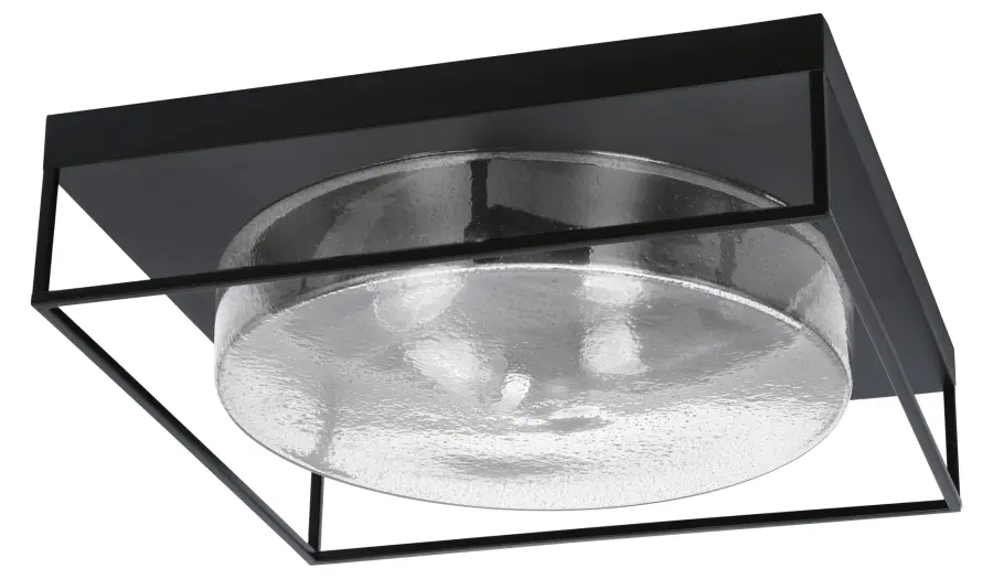 18" Smoke Bubble Glass Flush Mount in Matte Black - Image 1