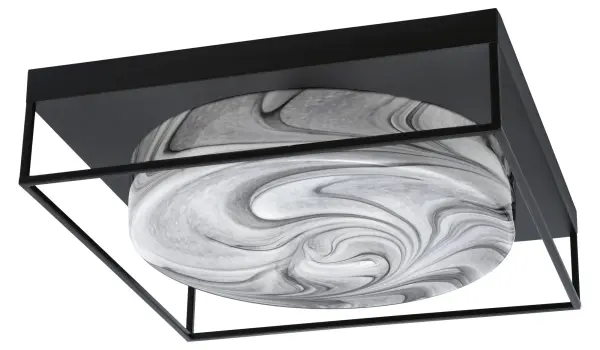This 18" flush mount combines striking matte black finish with sophisticated onyx swirl glass, creating a perfect balance of modern style and warm ambiance. Ideal for rooms with lower ceilings needing both style and function.