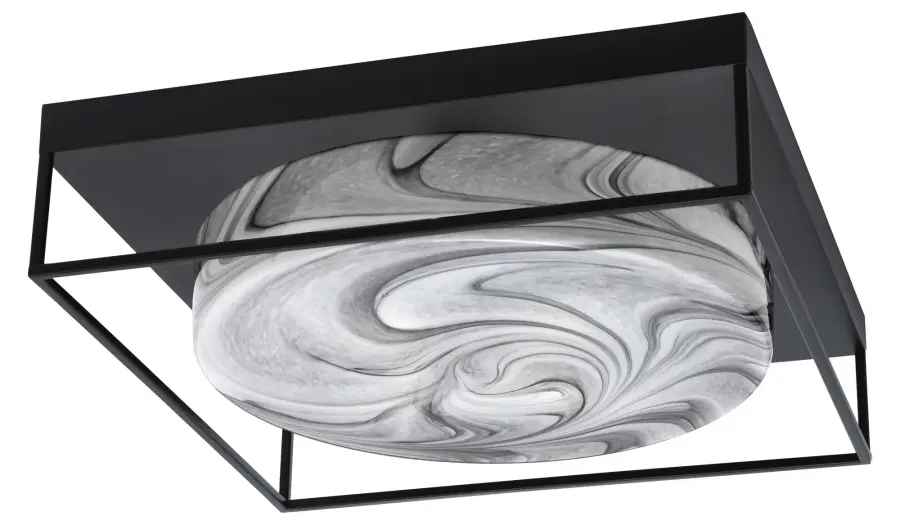 18" Onyx Swirl Glass Flush Mount in Matte Black - Image 1