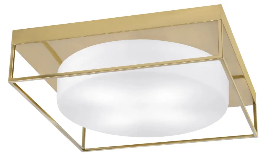18" White Marble Glass Flush Mount - New Age Brass - Image 1