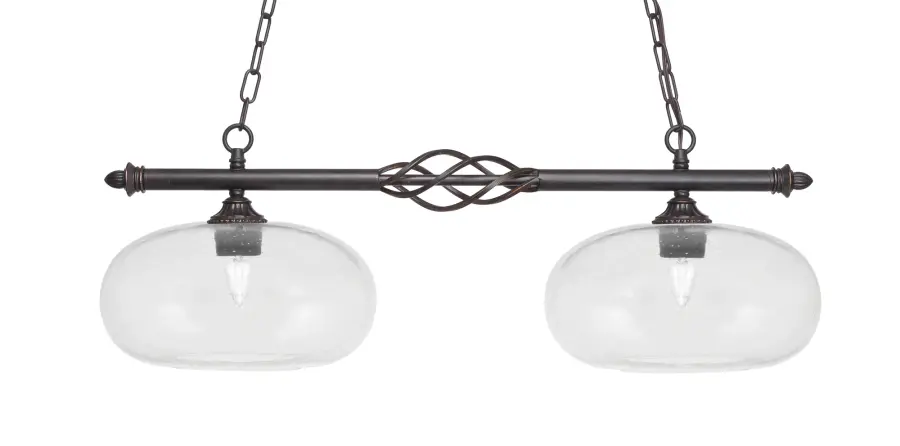 Elegante 2-Light Island Light with Clear Bubble Glass - Image 1