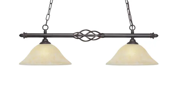 Elegante 2-Light Island Light in Dark Granite with Amber Marble Glass - Image 1