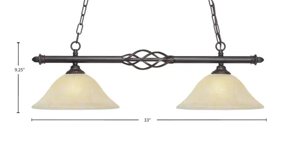 Elegante 2-Light Island Light in Dark Granite with Amber Marble Glass - Image 2