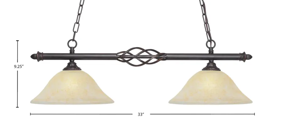 Elegante 2-Light Island Light in Dark Granite with Amber Marble Glass - Image 2