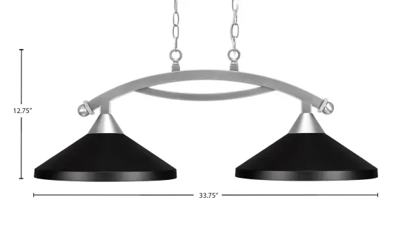 Bow 2-Light Island Pendant in Brushed Nickel with Matte Black Shades - Image 2