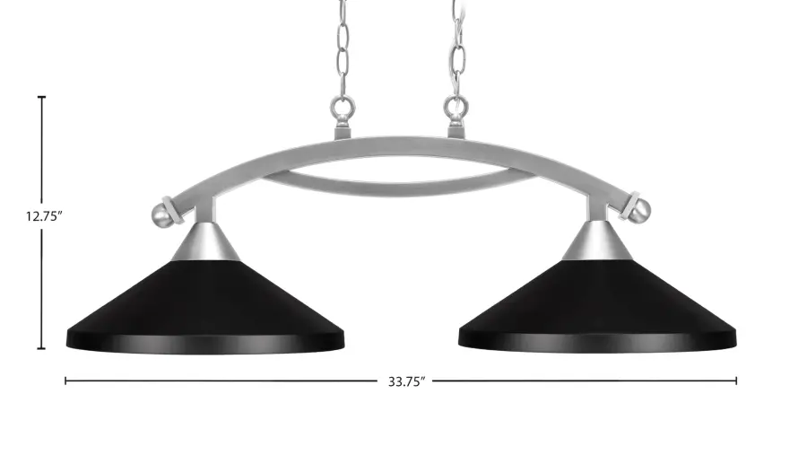 Bow 2-Light Island Pendant in Brushed Nickel with Matte Black Shades - Image 2