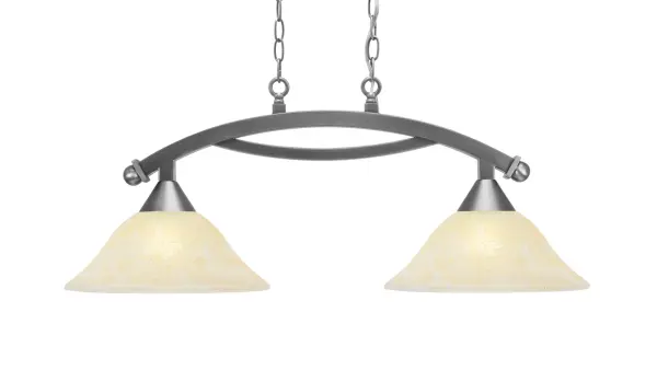 Bow 2-Light Island Light in Brushed Nickel with Amber Marble Glass - Image 1
