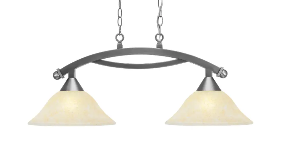 Bow 2-Light Island Light in Brushed Nickel with Amber Marble Glass - Image 1