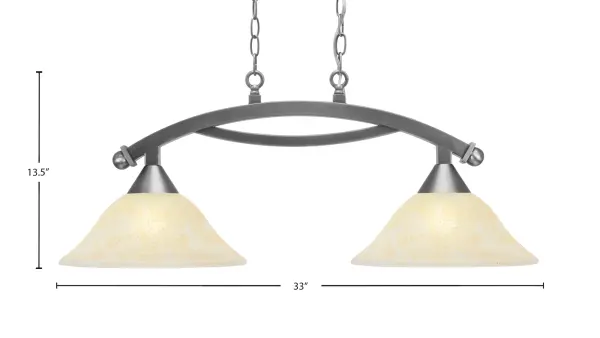 Bow 2-Light Island Light in Brushed Nickel with Amber Marble Glass - Image 2