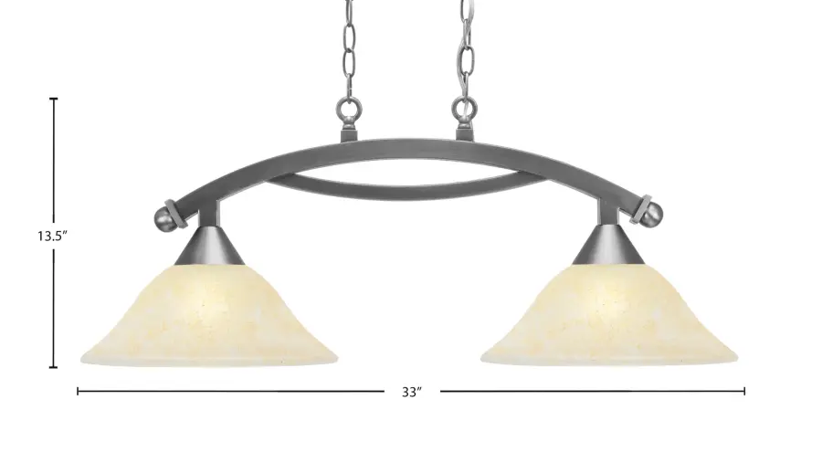 Bow 2-Light Island Light in Brushed Nickel with Amber Marble Glass - Image 2